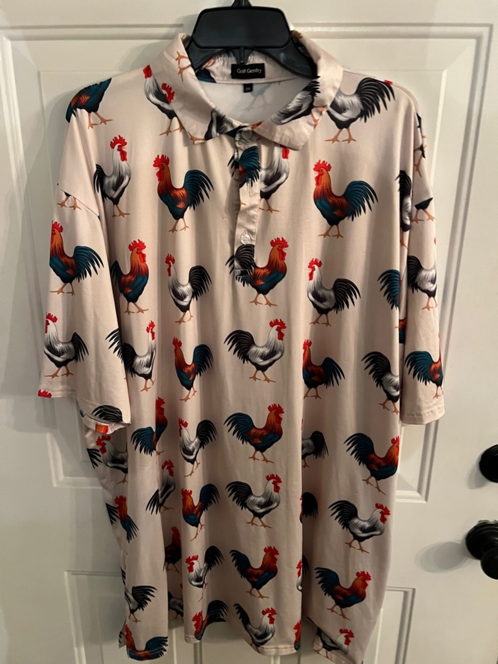 Men’s Beige Rooster Print Polo